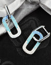 27mm Platinum Plated Baby Blue Oval Cute 925 Sterling Silver Earrings w/ Cubic Zirconia by Mc9vn