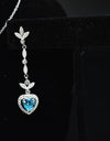 Heart Shaped 925 Sterling Silver Blue Cubic Zirconia Platinum Plated Pendant Adjustable Chain Necklace by Mc9vn | Gift for Her |