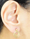 14K Gold Plated 925 Sterling Silver Round Circles Earrings