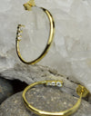 925 Sterling Silver 14K Gold Plated Open Hoop Earrings with Cubic Zirconia