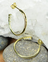 925 Sterling Silver 14K Gold Plated Open Hoop Earrings with Cubic Zirconia