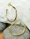 925 Sterling Silver 14K Gold Plated Open Hoop Earrings with Cubic Zirconia