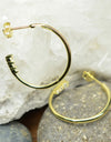 925 Sterling Silver 14K Gold Plated Open Hoop Earrings with Cubic Zirconia