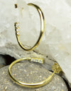 925 Sterling Silver 14K Gold Plated Open Hoop Earrings with Cubic Zirconia