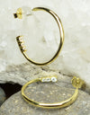 925 Sterling Silver 14K Gold Plated Open Hoop Earrings with Cubic Zirconia