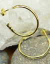 925 Sterling Silver 14K Gold Plated Open Hoop Earrings with Cubic Zirconia