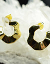 14K Gold Plated 925 Sterling Silver Tribal Wave Stud Earrings