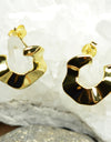 14K Gold Plated 925 Sterling Silver Tribal Wave Stud Earrings