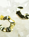 14K Gold Plated 925 Sterling Silver Tribal Wave Stud Earrings