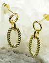 925 Sterling Silver 14K Gold Plated Oval Twisted Rope Earrings