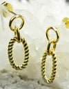 925 Sterling Silver 14K Gold Plated Oval Twisted Rope Earrings