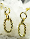 925 Sterling Silver 14K Gold Plated Oval Twisted Rope Earrings