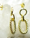 925 Sterling Silver 14K Gold Plated Oval Twisted Rope Earrings