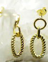 925 Sterling Silver 14K Gold Plated Oval Twisted Rope Earrings