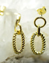 925 Sterling Silver 14K Gold Plated Oval Twisted Rope Earrings