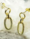 925 Sterling Silver 14K Gold Plated Oval Twisted Rope Earrings