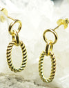 925 Sterling Silver 14K Gold Plated Oval Twisted Rope Earrings