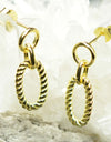 925 Sterling Silver 14K Gold Plated Oval Twisted Rope Earrings