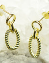 925 Sterling Silver 14K Gold Plated Oval Twisted Rope Earrings