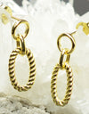 925 Sterling Silver 14K Gold Plated Oval Twisted Rope Earrings