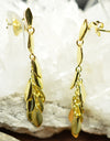 14K Gold Plated Dangling Chandelier Leaf Motif 925 Sterling Silver Earrings