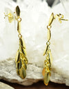 14K Gold Plated Dangling Chandelier Leaf Motif 925 Sterling Silver Earrings