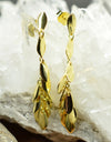 14K Gold Plated Dangling Chandelier Leaf Motif 925 Sterling Silver Earrings