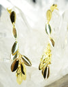 14K Gold Plated Dangling Chandelier Leaf Motif 925 Sterling Silver Earrings