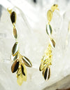 14K Gold Plated Dangling Chandelier Leaf Motif 925 Sterling Silver Earrings