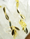 14K Gold Plated Dangling Chandelier Leaf Motif 925 Sterling Silver Earrings