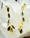 14K Gold Plated Dangling Chandelier Leaf Motif 925 Sterling Silver Earrings