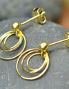 14K Gold Plated 925 Sterling Silver Round Circles Earrings