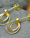 14K Gold Plated 925 Sterling Silver Round Circles Earrings