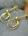 14K Gold Plated 925 Sterling Silver Round Circles Earrings