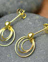 14K Gold Plated 925 Sterling Silver Round Circles Earrings