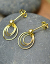 14K Gold Plated 925 Sterling Silver Round Circles Earrings