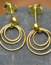 14K Gold Plated 925 Sterling Silver Round Circles Earrings