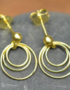 14K Gold Plated 925 Sterling Silver Round Circles Earrings