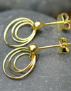 14K Gold Plated 925 Sterling Silver Round Circles Earrings