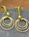 14K Gold Plated 925 Sterling Silver Round Circles Earrings