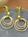 14K Gold Plated 925 Sterling Silver Round Circles Earrings