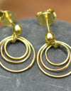 14K Gold Plated 925 Sterling Silver Round Circles Earrings