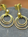 14K Gold Plated 925 Sterling Silver Round Circles Earrings