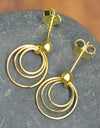 14K Gold Plated 925 Sterling Silver Round Circles Earrings