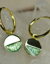 14K Gold or Platinum Plated Enamel Round Dangling Medallion 925 Sterling Silver Earrings