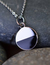 14K Gold or Platinum Plated Round Enamel Medallion 925 Sterling Silver Pendant with Necklace