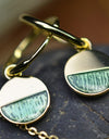 14K Gold or Platinum Plated Enamel Round Dangling Medallion 925 Sterling Silver Earrings