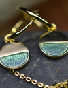 14K Gold or Platinum Plated Enamel Round Dangling Medallion 925 Sterling Silver Earrings