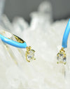 14K Gold Plated Blue Pink Yellow Enamel Dangling 925 Sterling Silver Hoop Cubic Zirconia Earrings