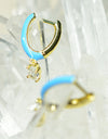 14K Gold Plated Blue Pink Yellow Enamel Dangling 925 Sterling Silver Hoop Cubic Zirconia Earrings